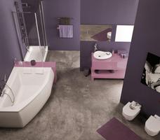 Asymetria narożnej wanny czyli łazienka w stylu pop-art 